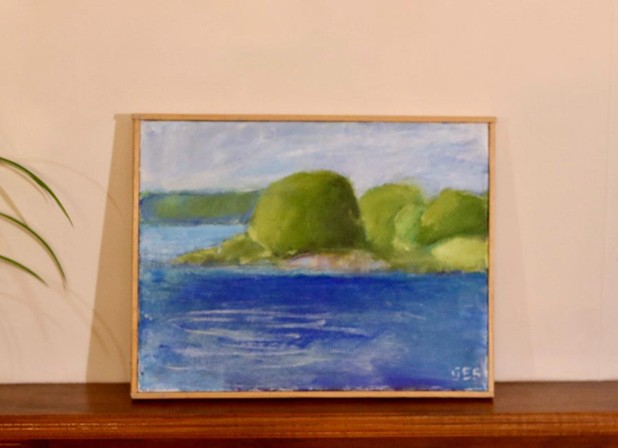 Mid-Century Original Swedish Oil on Canvas "Coast "