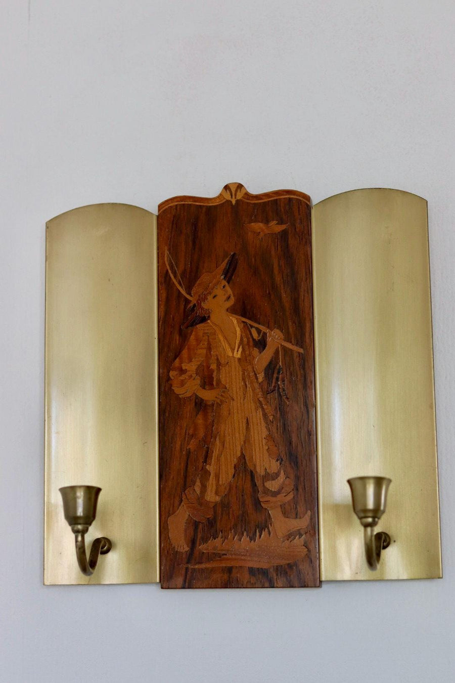 Pair Of Mid Century Swedish Sconces by Mjölby Intarsia