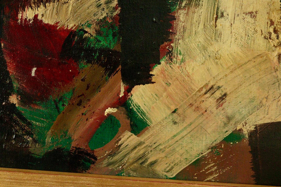 Mid-20th Century Original Abstract Oil on Canvas – Dynamic Composition
