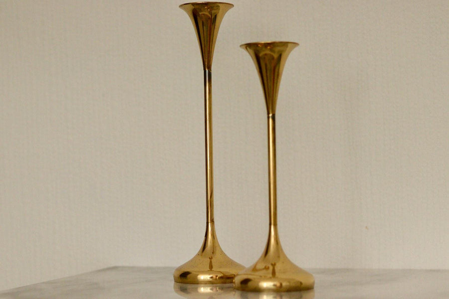 Pair of Mid-Century Brass Candle holders