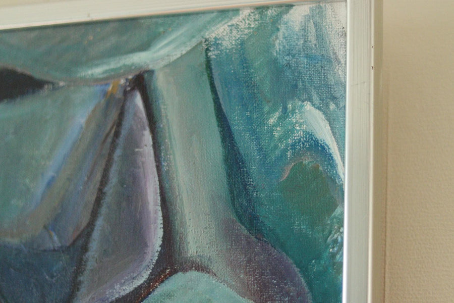 Original Swedish Abstract Oil on Canvas Painting "Abstract Rocks"