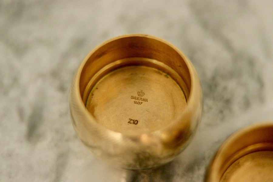 Pair of Mid-Century Swedish Brass Candle Holders by Skultuna