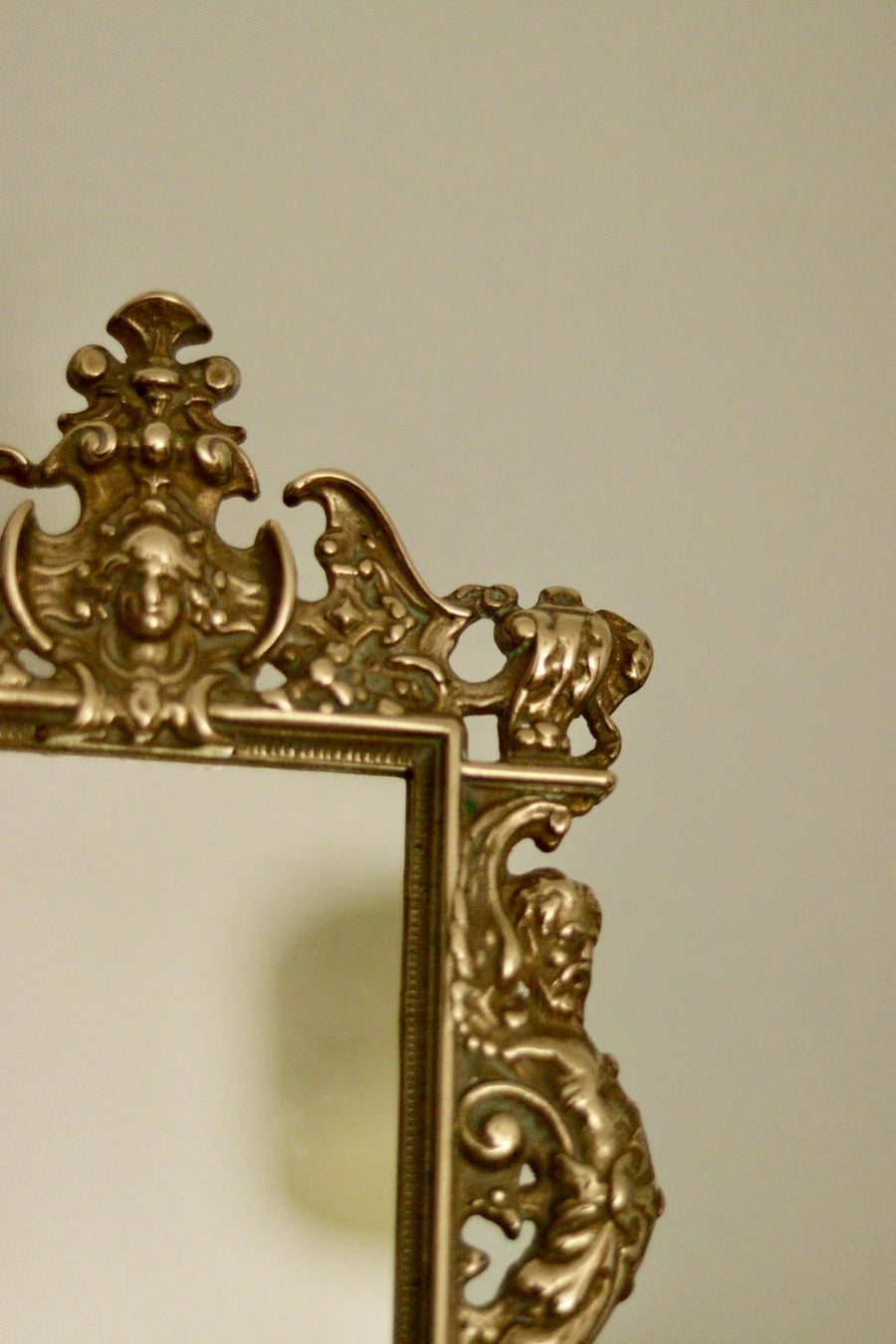 Baroque Antique Brass Mirror on Easel