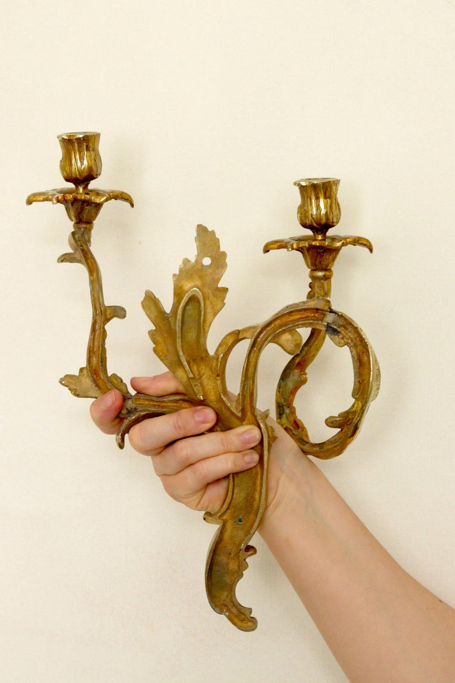 Pair of Brass Louis XV French Wall Sconces