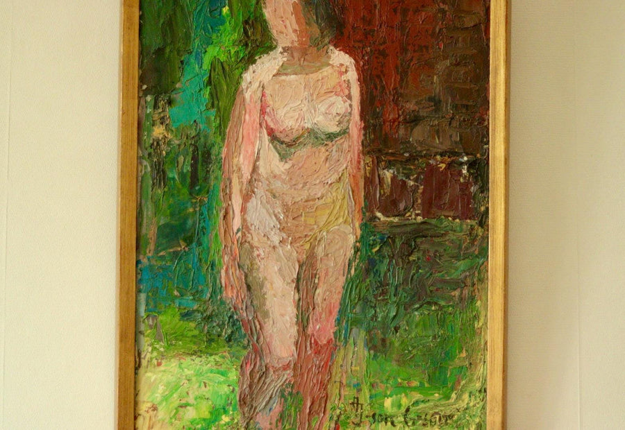 Original Swedish Oil on Panel – Standing Nude