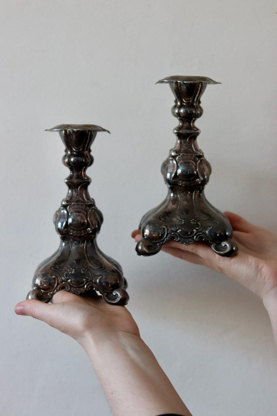 Pair of Silver Plated Vintage Candle Holders by GAB Sweden
