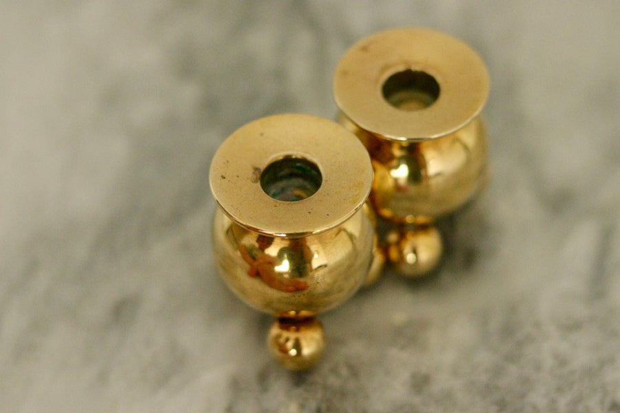 Pair of Mid-Century Swedish Brass Candle Holders by Kolback