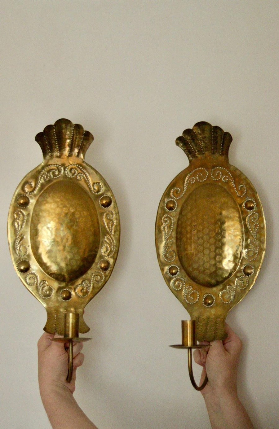 Pair of Mid Century Swedish Brass Sconces