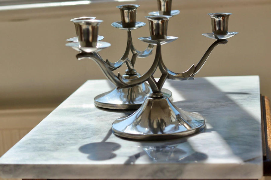 Pair of Vintage Swedish Pewter Candleholders by  Svenskt Tenn