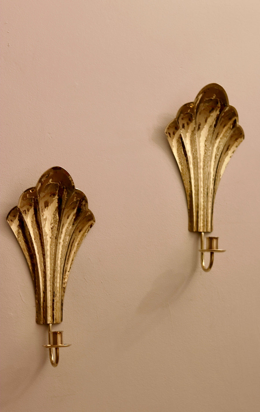 Pair of Vintage Swedish Brass Sconces by Arvika