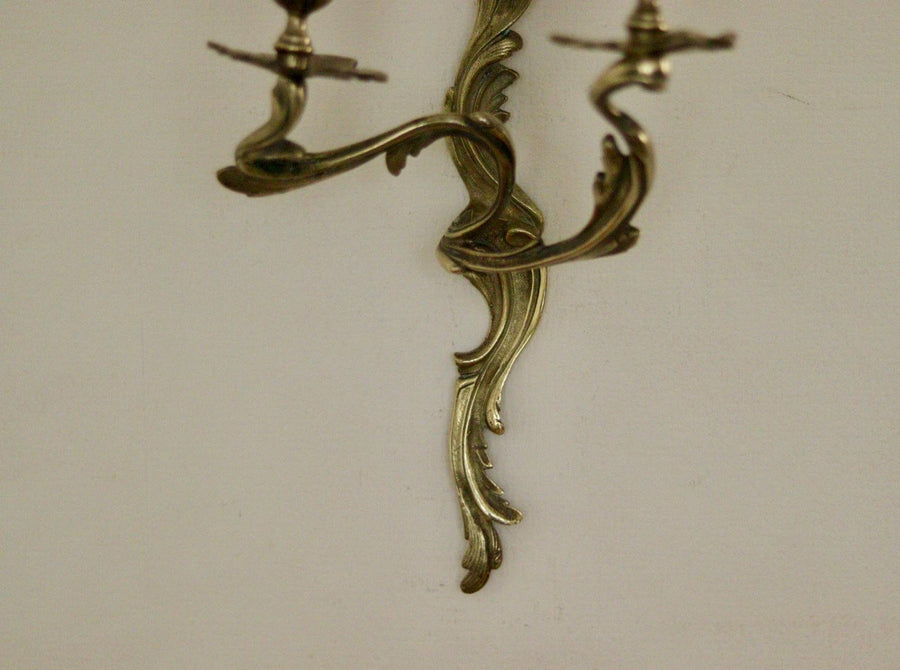 Pair of Brass  Louis XV Style French Wall Sconces