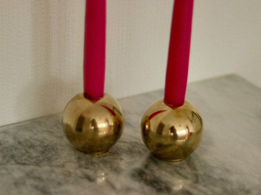 Pair of Mid-Century Swedish Brass Candle Holders