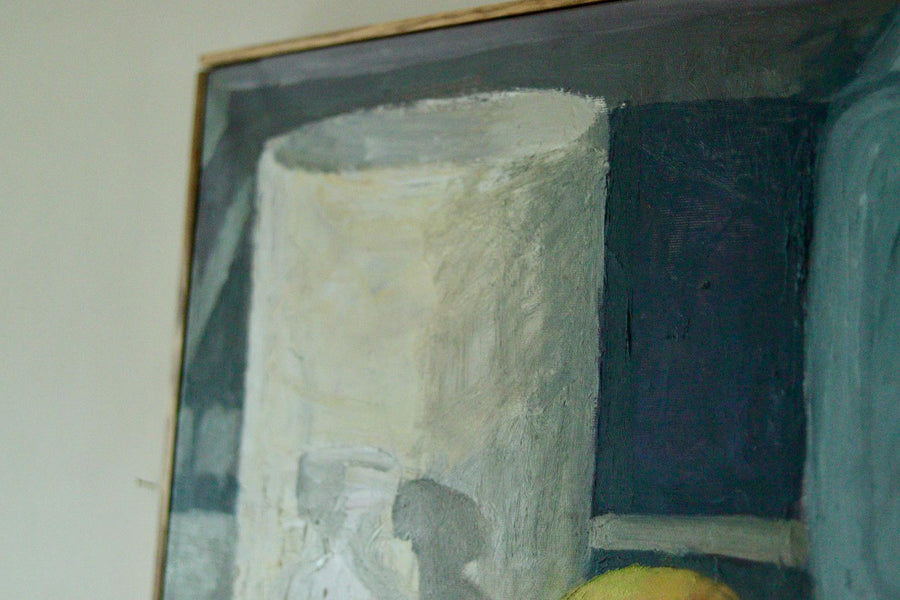 Original Mid Century Oil on Canvas – “Still Life, Lemon and Jars”