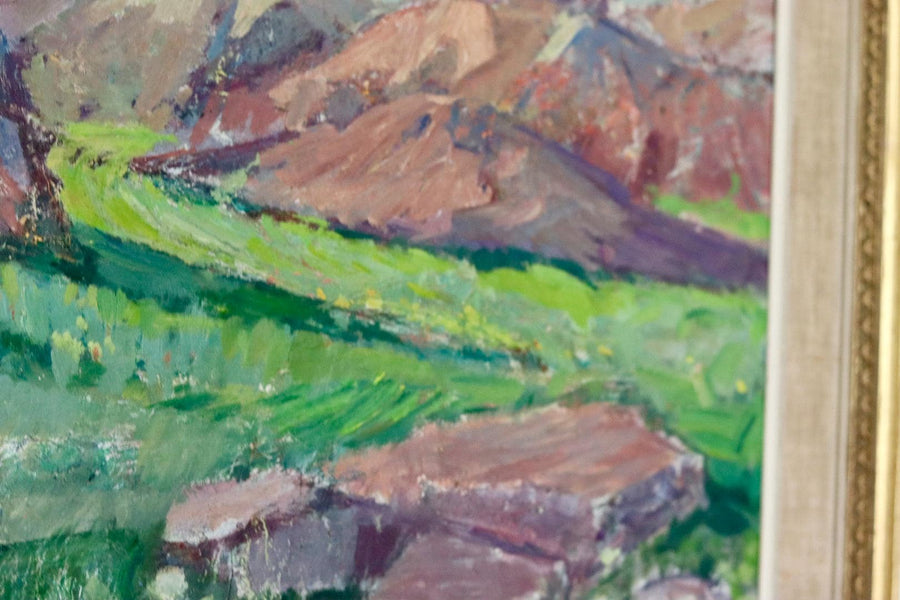 Mid-Century Oil Painting "Mountain Scene"