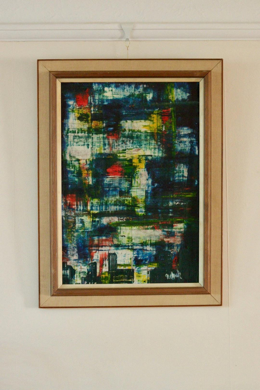 Original Swedish Mid Century Oil on Panel " Composition"