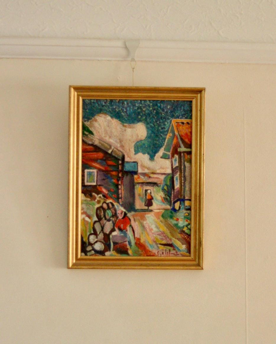 “Village Scene” by Sjöberg (attributed)