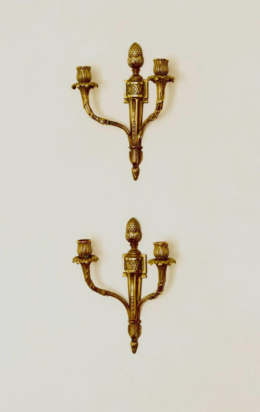 Pair of Vintage Gustavian Style Brass Sconces