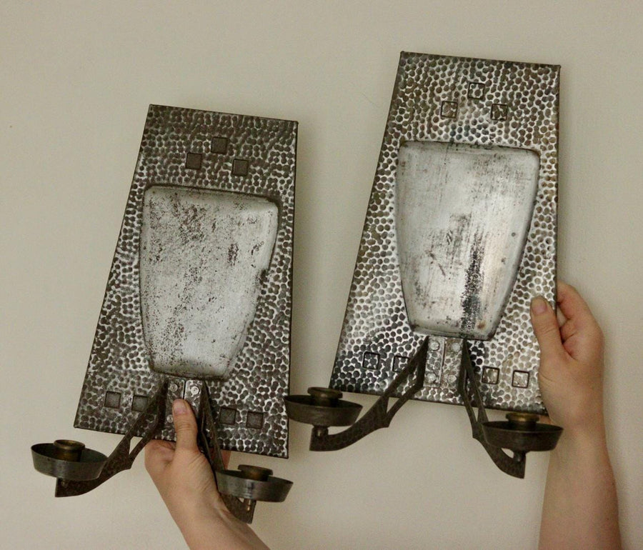 Pair Of Mid Century Swedish Pewter/Metal Sconces