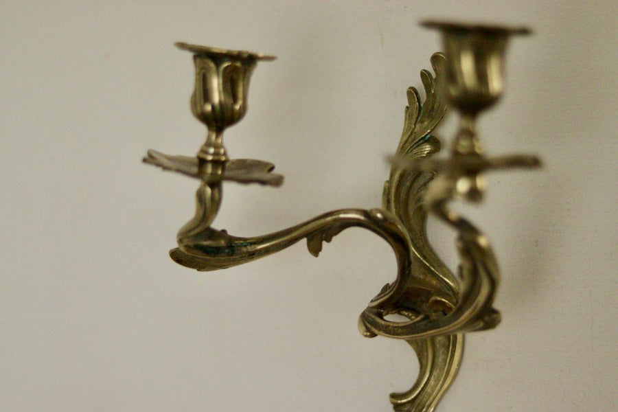 Pair of Brass  Louis XV Style French Wall Sconces