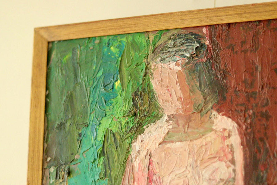 Original Swedish Oil on Panel – Standing Nude
